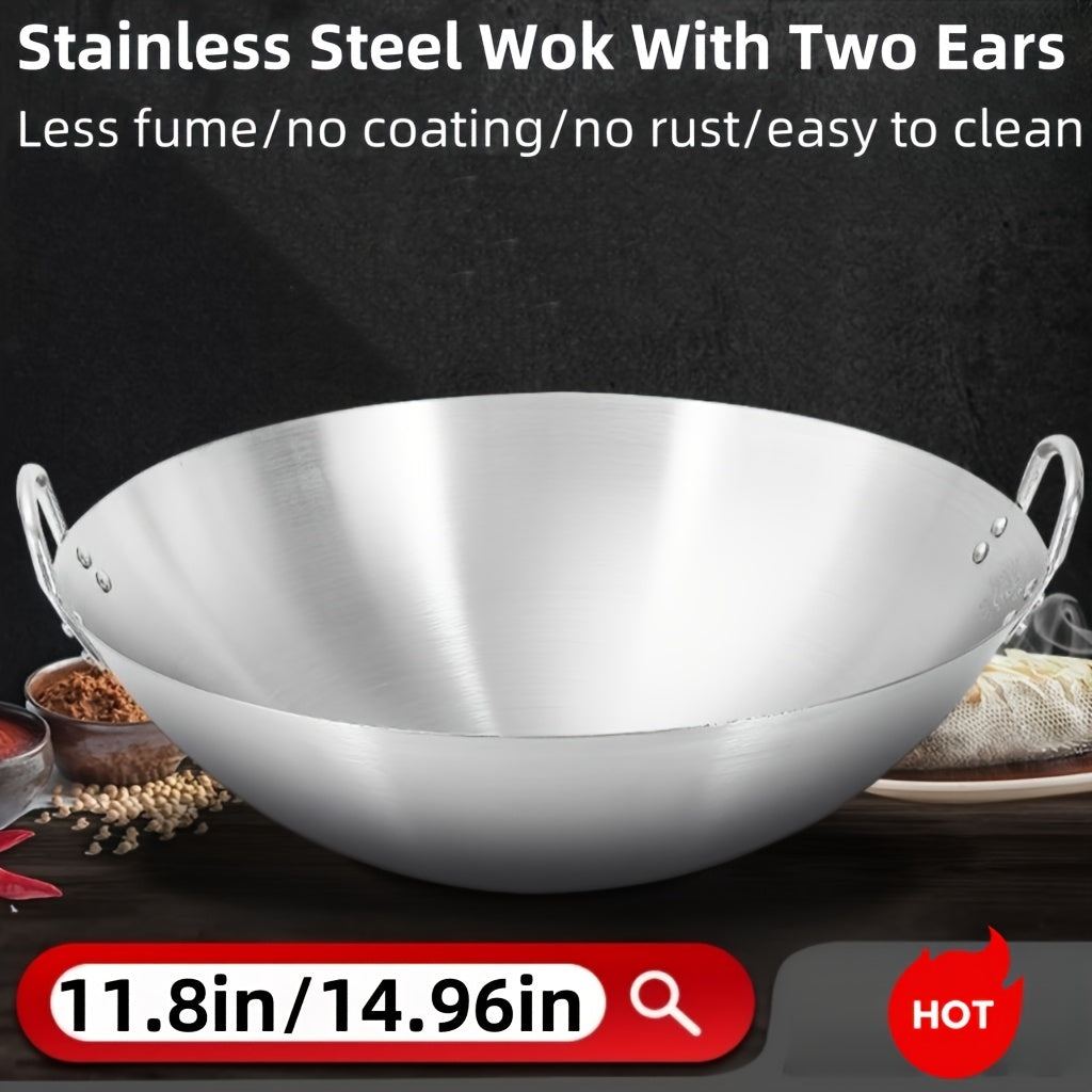 Heavy-Duty Stainless Steel Wok – Non-Stick Stir-Fry Pan with Ergonomic Handle | Gas, Induction & Electric Compatible | Multiple Sizes | Easy to Clean