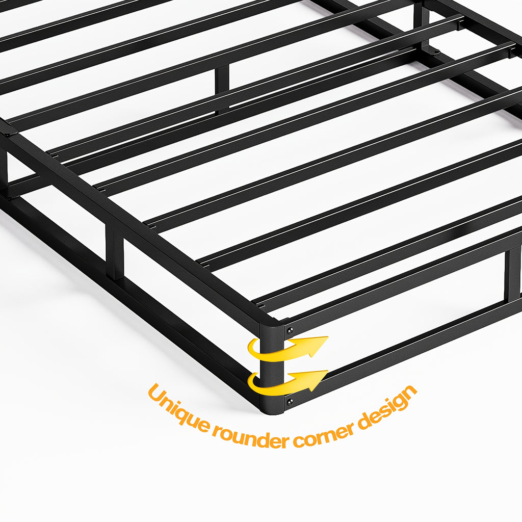Heavy Duty Box Spring Foundation | 5", 7" & 9" High Metal Frame with Fabric Cover, Easy Assembly – Twin, Full, King