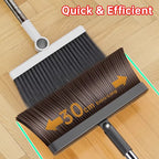 Broom and Dustpan Set with 51 Inch Adjustable Long Handle 2 Interchangeable Broom Heads – No-Bend Upright Sweeping Set for Indoor Outdoor Home Office Kitchen Garden