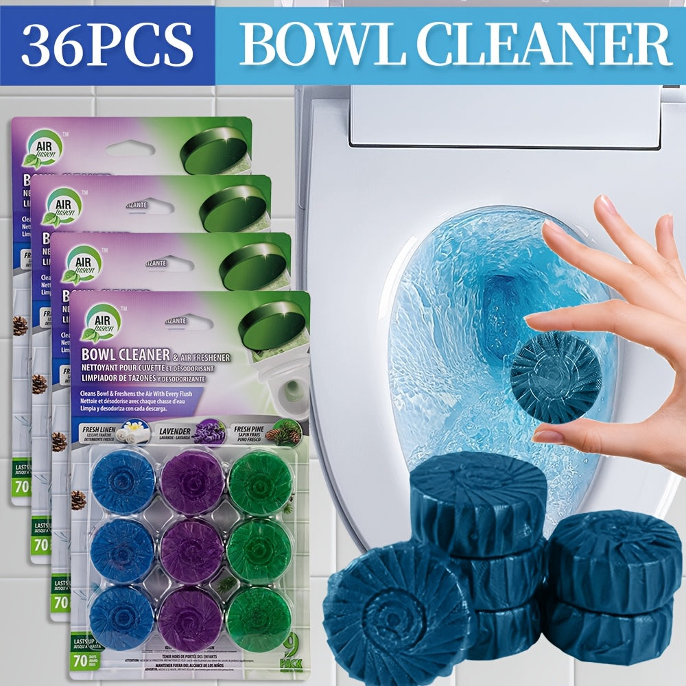 Toilet Bowl Cleaner Tablets 9/36 Pack – Automatic Flush Freshener, Long-Lasting Deodorizer, Stain Remover for Home & RV Toilets