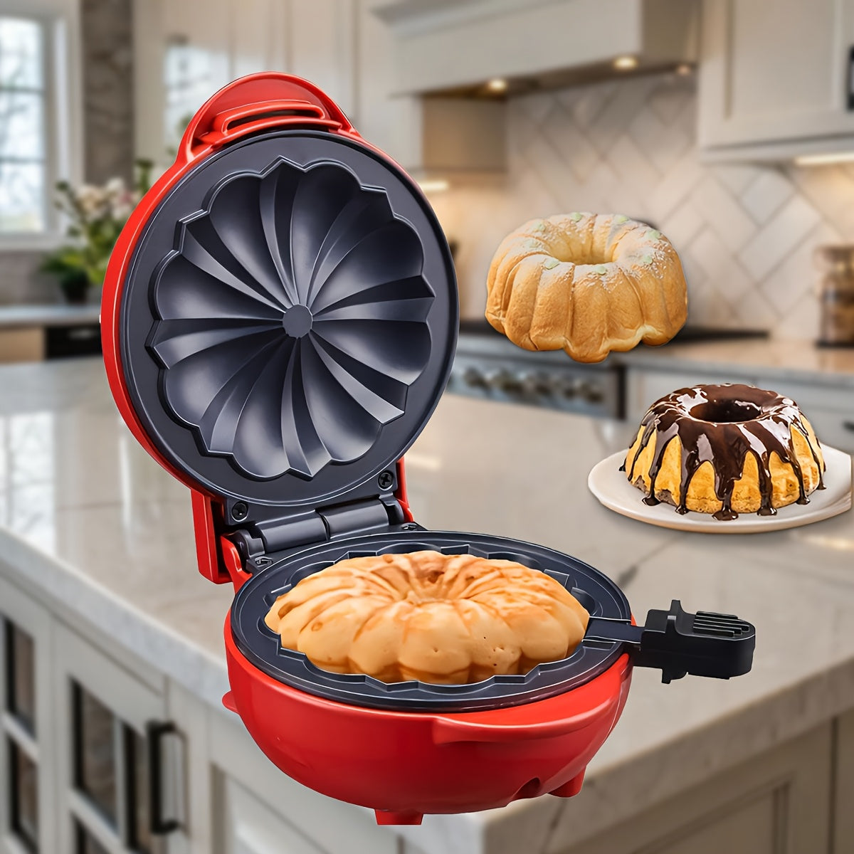 Mini Electric Cake Maker Non-Stick Fast-Heating – Muffin, Donut & Mini Cake Maker with Temperature Control – Compact Countertop Baking Appliance