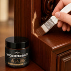 Wood Repair Paste for Furniture – Brown Scratch & Crack Filler for Doors, Cabinets, Tables, Floors & Chairs with Applicator Brush