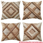 Boho Throw Pillow Cases Set of 4 Geometric Striped Diamond Pattern Decorative Cushion Covers 18x18 Inch for Farmhouse Living Room Bedroom Couch Sofa
