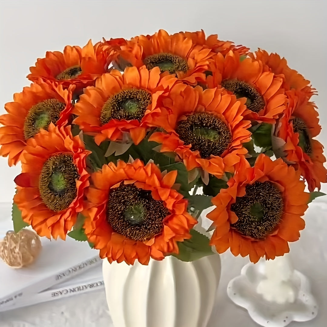 Sunflowers Artificial Flowers 20pcs 10pcs Bulk Fake Sunflower Stems for Home Decor, Wedding Centerpiece, Outdoor Table Decor, Church School Photography Props, Party & Mother's Day Gift