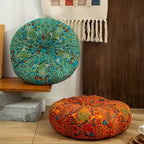 Bohemian Round Floor Pillow Thick Cushion – Vintage Colorful Floral Pattern, Fade-Resistant Cotton & PP Cotton, All-Season Decorative Living Accessory, Multiple Colors
