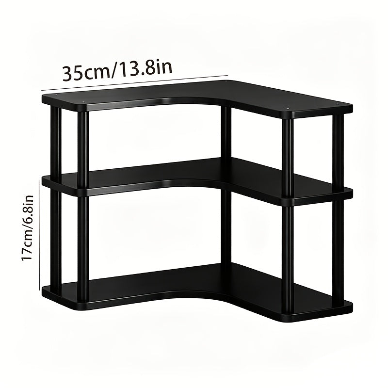 Corner Shelf Countertop Organizer, Triangular Multi-Tier Kitchen Storage Rack for Coffee Accessories, Cups, Spices & Kitchen Essentials, Space-Saving Corner Stand for Counter, Bathroom & Office