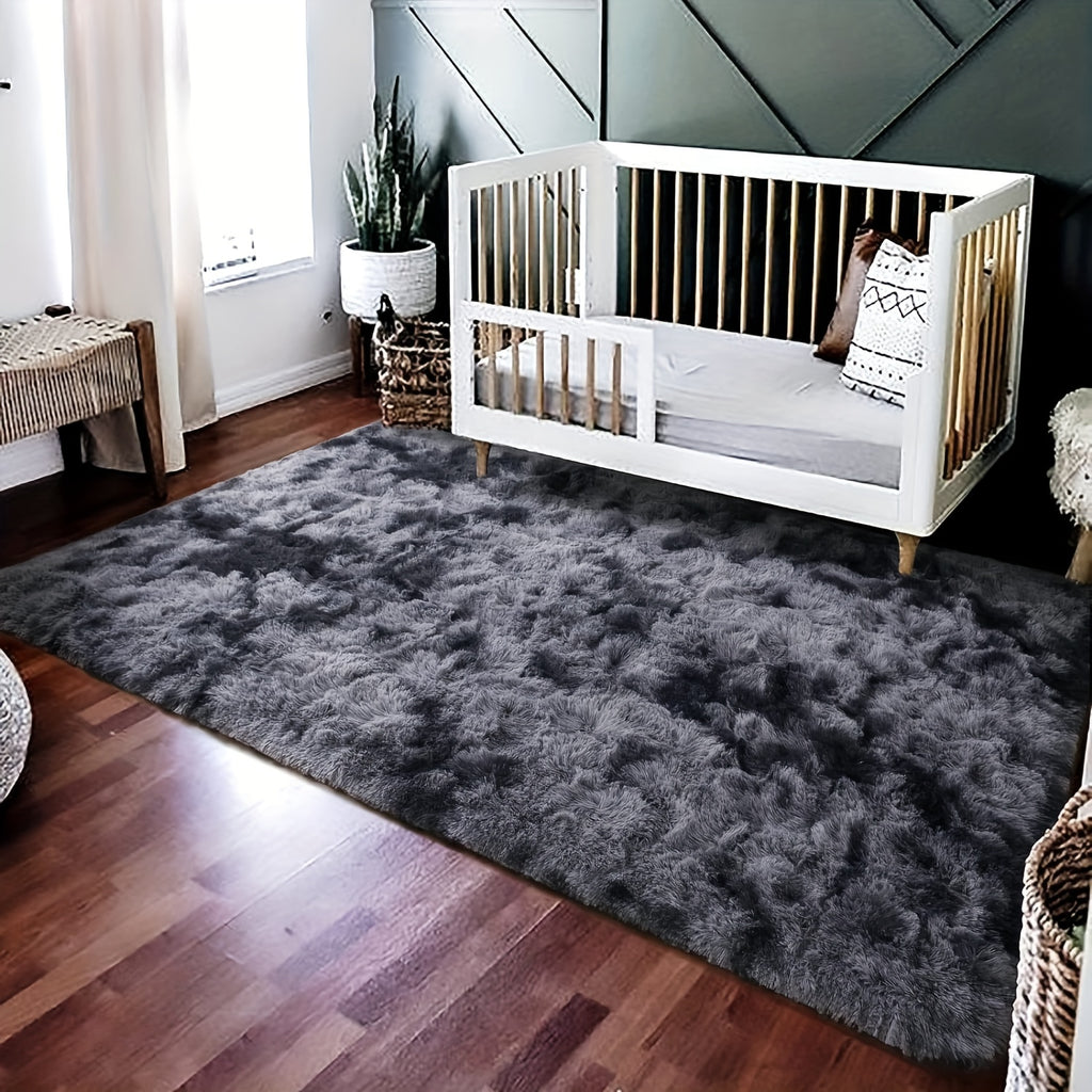 Fluffy Shag Area Rug for Living Room Bedroom - Super Soft Plush Faux Fur Carpet, Thick Shaggy Indoor Rug, Gray & Tie-Dye, 4 Sizes