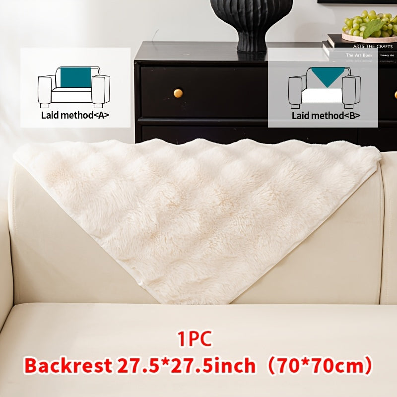 Plush Sofa Cover Rabbit Fur Like Cushion – Anti-Slip Wear-Resistant Pet Friendly Sofa Protector, 450-500GSM Polyester, Machine Washable, Home Decor