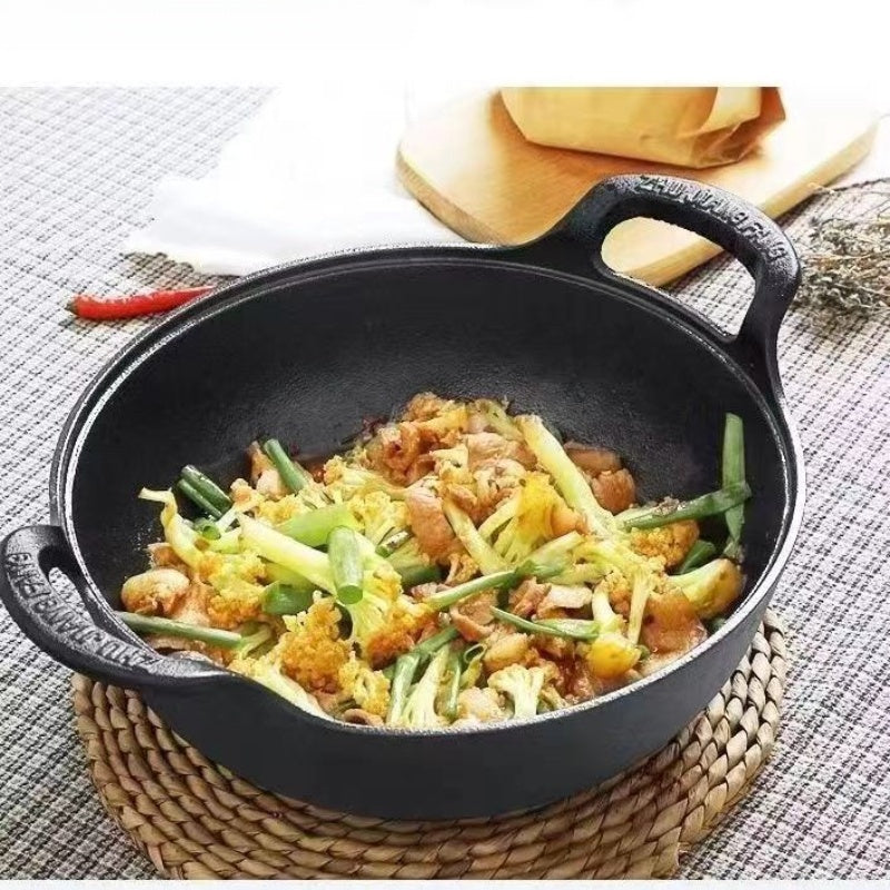 Heavy Duty Cast Iron Skillet 7.87in 20cm Dual Handle Nonstick No Lid Even Heat for Home BBQ Camping Oven Stovetop Grilling Steaks Baking