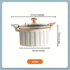 Cast Iron Enamel Dutch Oven 2.64 Gallon with Locking Lid Non-Stick Heavy Duty Soup Pot for Meal Prep - White & Blue