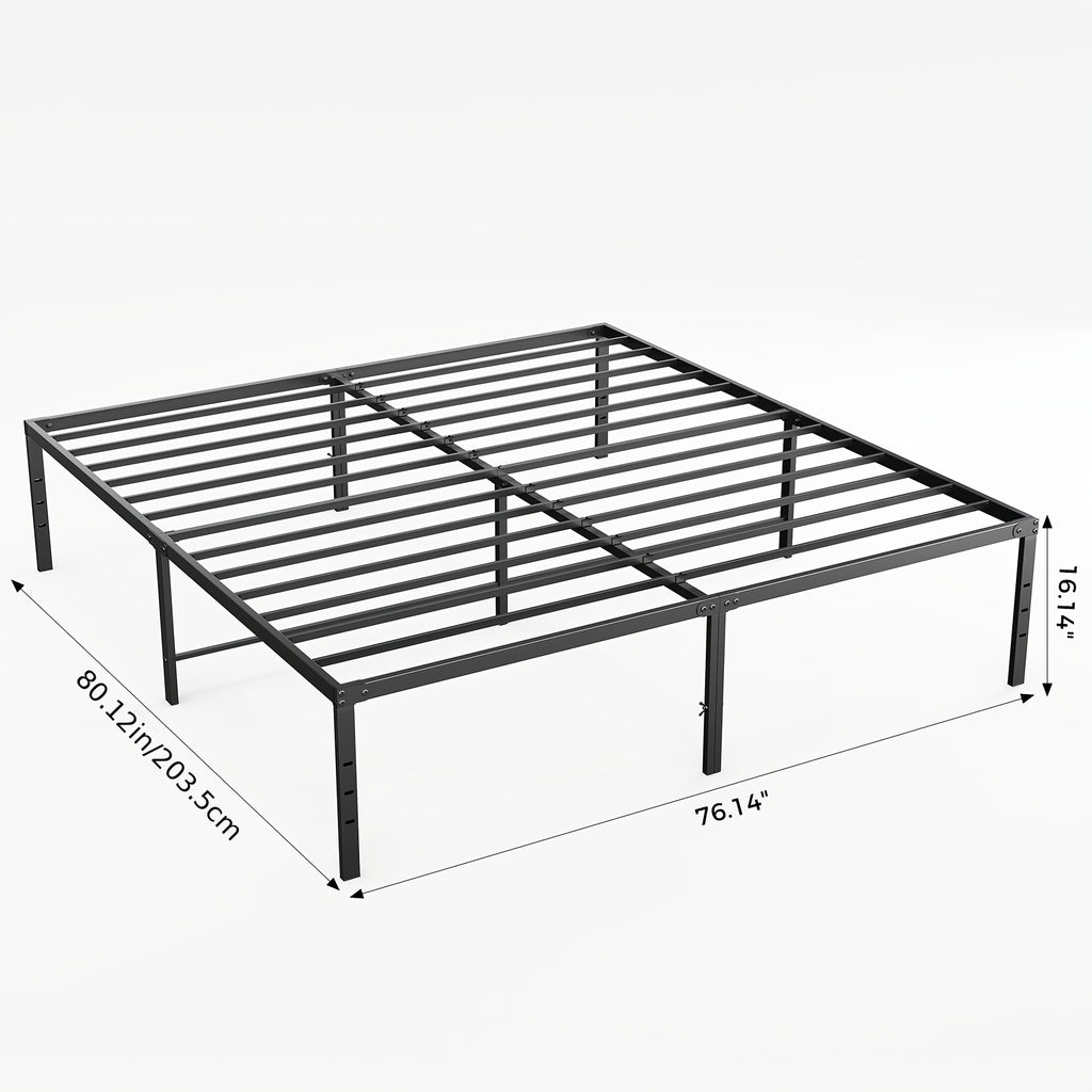 Metal Platform Bed Frame with Steel Slat Support | No Box Spring Needed | Under-Bed Storage | Easy Assembly | Noise-Free | Black | Twin Full Queen King