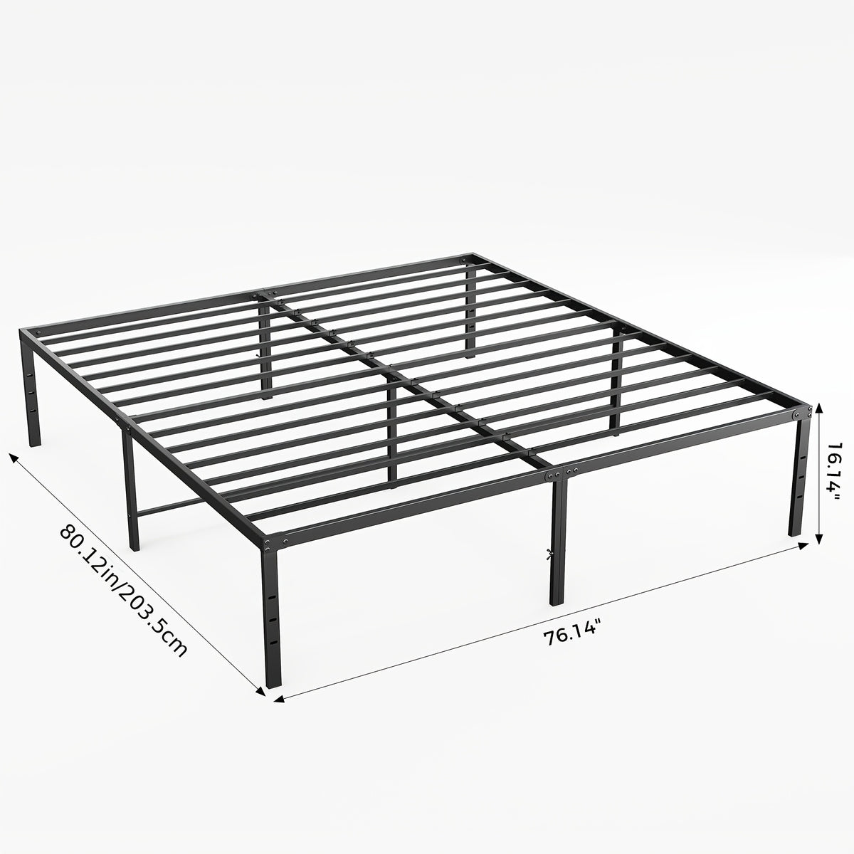 Metal Platform Bed Frame with Steel Slat Support | No Box Spring Needed | Under-Bed Storage | Easy Assembly | Noise-Free | Black | Twin Full Queen King