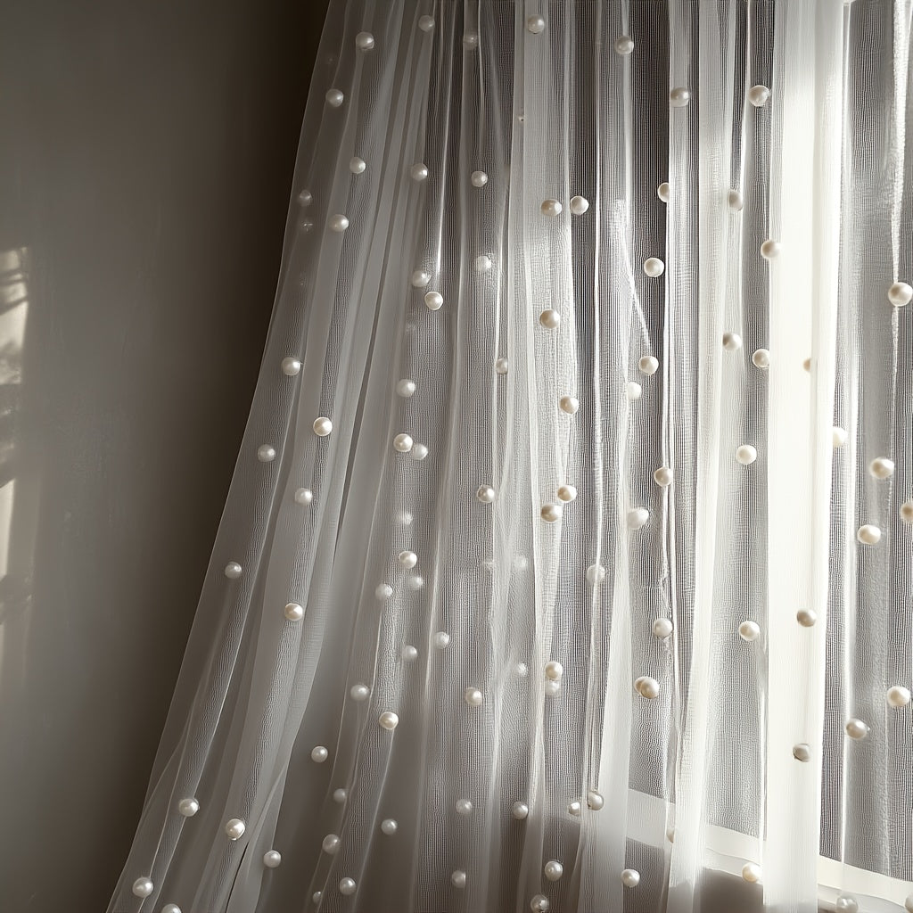White Pearl Sheer Tulle Fabric 160x300cm 5.25x9.8ft for Wedding Party Home Window Wall Tabletop Decoration Festive Event Backdrop