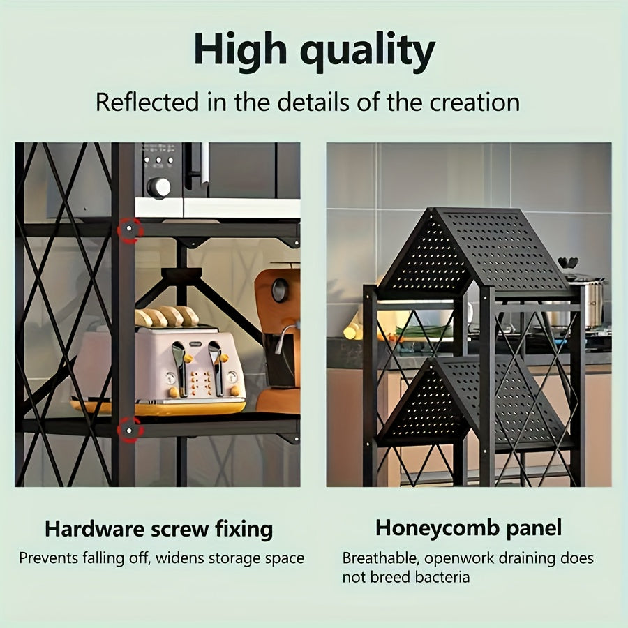 3/4/5-Tier Rolling Storage Rack with Wheels – No Assembly Required Portable Floor-Standing Multi-Layer Shelving Unit for Outdoor, Garage, Kitchen & Home