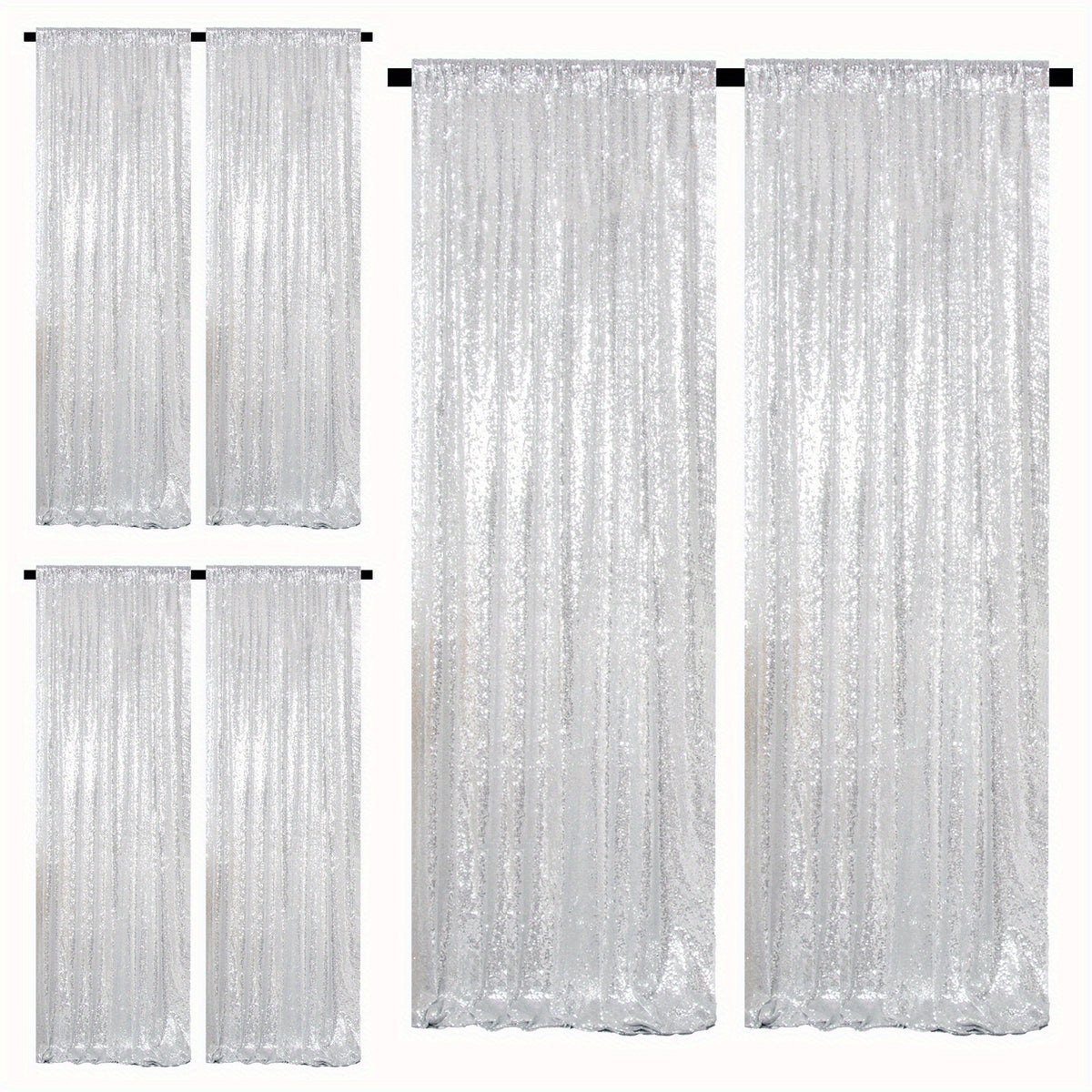 Sequin Backdrop Curtains – Glitter Party & Wedding Background Panels, 2ft×8ft per Panel, 4/6/8 Panel Sets, 29 Colors for Birthday, Stage, Bridal & Event Decor