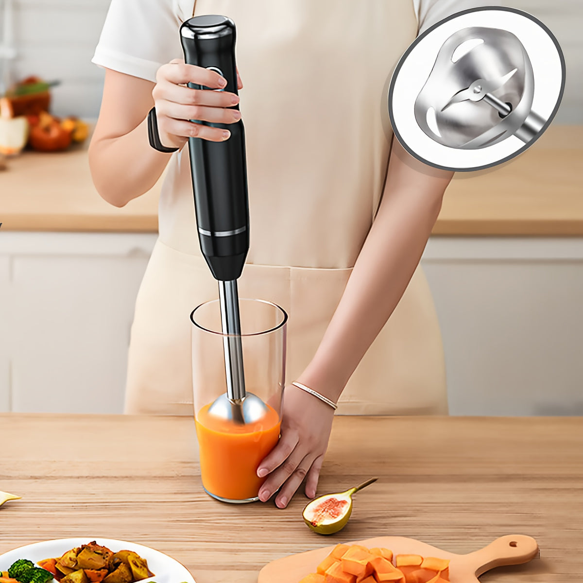 400W Immersion Hand Blender Stick Mixer with 304 Stainless Steel Blades, 2 Speeds & Turbo Mode, Detachable Base – 5-in-1 Set Available, Perfect for Soups, Smoothies, Purees & Baby Food