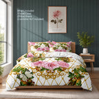 Duvet Cover Set Baroque Geometric Floral 3 Piece Soft Breathable Polyester Quilt Cover with 2 Pillowcases All Season Twin Full Queen King Multicolor Modern Art