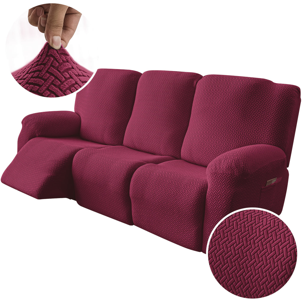 3-Seater Recliner Cover - Plush High Stretch Wear-Resistant Machine Washable Easy Clean Sofa Protector for Living Room and Bedroom