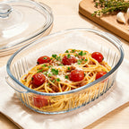 Glass Baking Dish with Lid Set - Borosilicate Casserole Dish with Glass Lid & Silicone Mat, Oven & Microwave Safe, 61oz or 95oz, for Chicken, Pasta, Desserts & Holiday Cooking