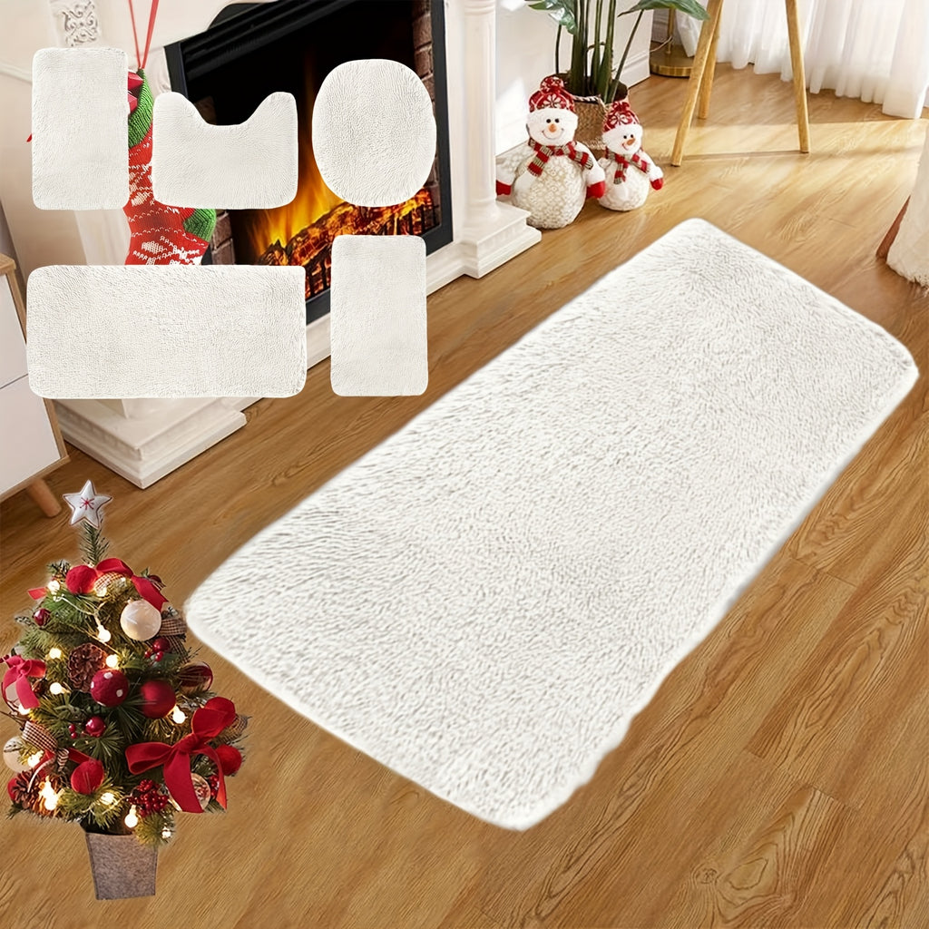 Plush Bath Rugs Set 1-6 Pieces, Multi-Color Microfiber Non-Slip Bathroom Mats – Soft Water Absorbent Thick Machine Washable Toilet Mats for Bathroom, Tub & Shower