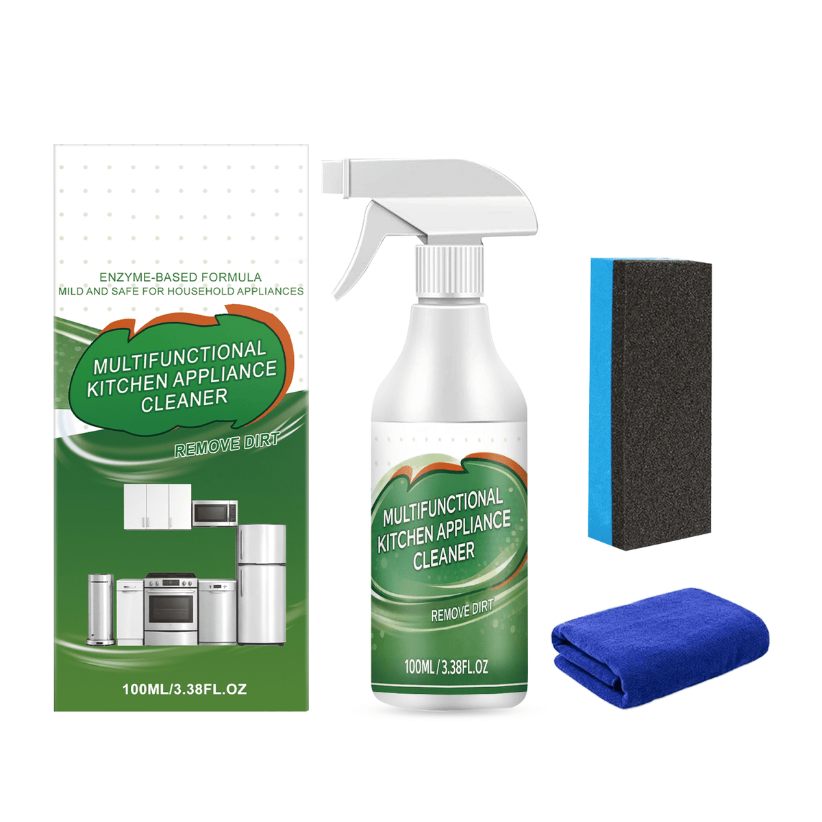 Kitchen Appliance Cleaner Spray 3.38 oz – Removes Grease & Grime, Restores Shine on Stainless Steel, Glass & Coated Panels, Safe for Cooktops, Ovens, Microwaves, Air Fryers & Fridges