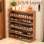 Bamboo Shoe Rack 3, 5 or 6-Tier Wide Wood Grain Finish – Freestanding Shoe Storage Shelf Holds 6 to 24 Pairs, Easy Assembly for Entryway, Hallway, Bedroom, Living Room & Garage