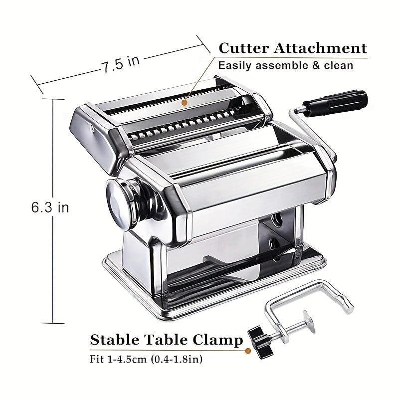 2-in-1 Pasta Maker Machine with Roller & Cutter - 8 Adjustable Thickness Settings, Makes Spaghetti, Fettuccine, Lasagna & Dumpling Wrappers