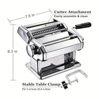 2-in-1 Pasta Maker Machine with Roller & Cutter - 8 Adjustable Thickness Settings, Makes Spaghetti, Fettuccine, Lasagna & Dumpling Wrappers