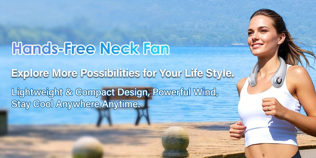 Neck Fan 5-Speed Bladeless Quiet 360 Airflow Rechargeable Personal Cooling Wearable Fan for Hot Flashes Travel Camping Amusement Park Home Office Outdoor Gift for Women Men Dark Blue
