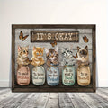 Whimsical Cat & Butterfly Framed Canvas Wall Art with Inspirational Quotes - Rustic Wood Frame, Cozy Home Decor for Living Room, Bedroom & Office, Unique Cat Lover Gift