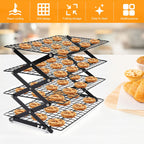 Foldable Cooling Rack Set with Baking Tools – Stackable Oven Cookie Cake Drying Rack, 3/4/5 Piece with Silicone Spatula, Egg Beater & More, Holiday Baking Gift