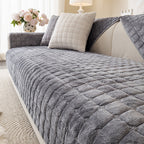 Short Plush Sofa Cover Soft Thick Pet Friendly All Season Sofa Protector Machine Washable for 1 2 3 4 Seater Living Room Bedroom Office Winter