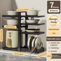 Kitchen Pot Rack Organizer – Multilayer Adjustable Metal Pan Holder, Cutting Board Storage, Detachable Shelves, Space-Saving Countertop Rack for Pots, Pans & Lids