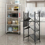 3/4/5-Tier Rolling Storage Rack with Wheels – No Assembly Required Portable Floor-Standing Multi-Layer Shelving Unit for Outdoor, Garage, Kitchen & Home
