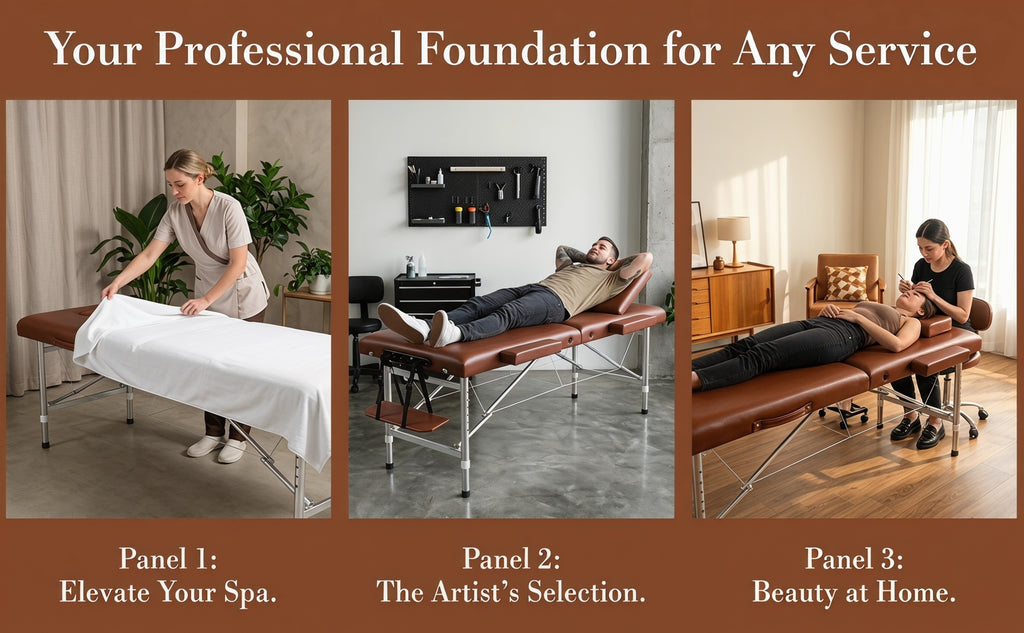 Portable Folding Massage Table Professional Lash Bed, Height Adjustable 8-Level Aluminium Legs, 30.9" Wide Tiltable Headrest for Spa Salon Tattoo Home Beauty