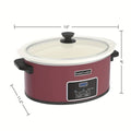 Large Digital Slow Cooker 6QT & 8QT with Stoneware Pot, Programmable Keep Warm Function, One-Touch Digital Display, 240W — Family Dinners, Roasts & Stews, Red White Black Blue