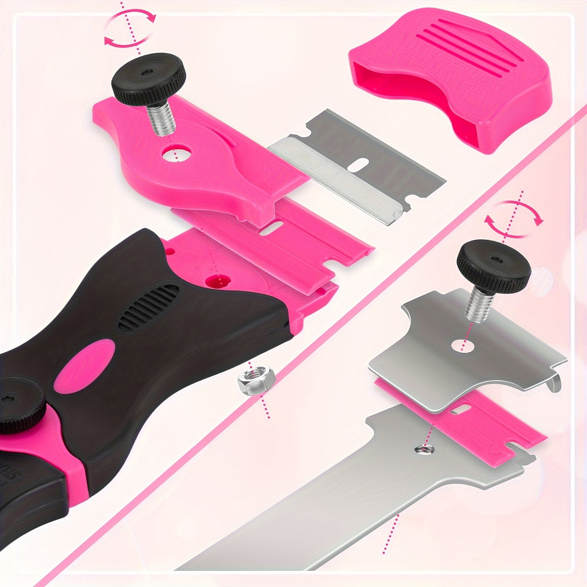 Razor Scraper Tool Set 3-in-1 with 40 Blades – Heavy-Duty Stainless Steel Multi-Surface Scraper for Stickers, Adhesive, Caulk & Glass