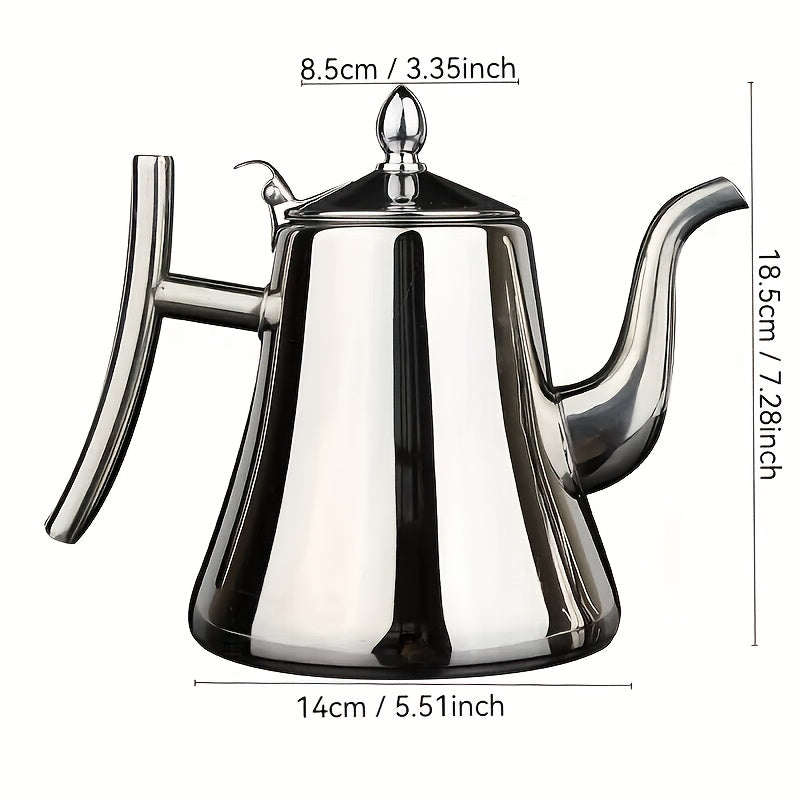 Stainless Steel Kettle with Filter Tea Pot Coffee Pot Cold Water Pitcher Induction Cooker Compatible for Home Hotel Restaurant Golden Finish