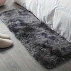 Tie Dye Fluffy Runner Mat Thickened Super Soft Non-Slip Floor Rug 16x47 Inch for Living Room Bedroom Office – Machine Washable Indoor Mat | Light Grey, Pink, Black, White, Khaki