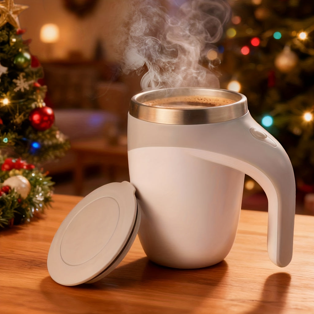Self Stirring Coffee Cup 8.45oz Automatic - One Button Electric Mixing Mug with Lid, Reusable Travel Cup for Coffee, Milk & Protein Powder, Style A & B, Perfect Christmas Gift