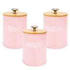 Airtight Coffee Canisters Set of 3 with CO2 Valve - Stainless Steel Coffee Container with Bamboo Lid, Espresso Bean & Ground Coffee Storage, Kitchen Barista Organizer Canisters
