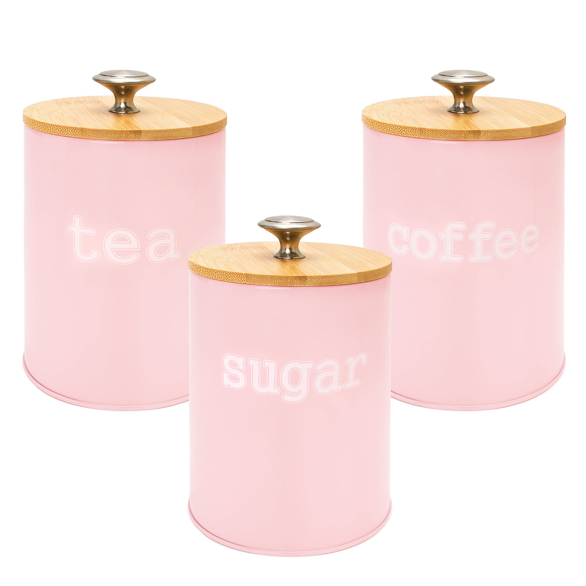 Airtight Coffee Canisters Set of 3 with CO2 Valve - Stainless Steel Coffee Container with Bamboo Lid, Espresso Bean & Ground Coffee Storage, Kitchen Barista Organizer Canisters