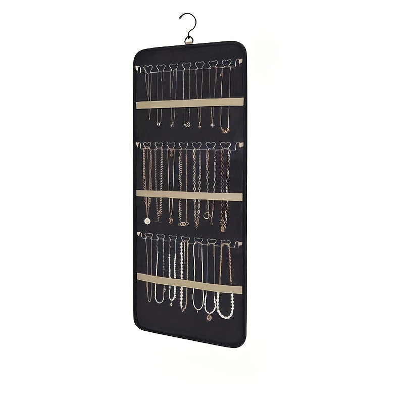 Double-Sided 48-Slot Jewelry Storage Bag Wall Mount – Large Capacity Necklace & Accessories Organizer, Perfect Gift for Women, Jewelry Tower for Small Items & Miscellaneous Storage