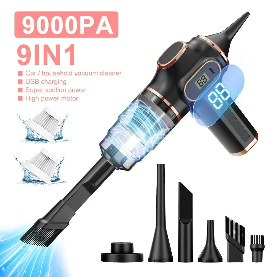 Cordless Handheld Vacuum Cleaner Digital Display – Type-C Fast Charging, Washable Filter, Pet Hair, Portable Vac for Car Interior Detailing, Home Upholstery & Office, Black Blue Upgraded Version
