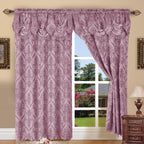 Penelope Jacquard Curtains with Attached Waterfall Valance – 2 Panel Luxury Room Darkening Rod Pocket Curtain Set, 54x84 Inch, Machine Washable for Living Room Bedroom Study Home Office