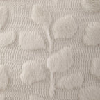 Eucalyptus Leaf Faux Plush Jacquard Pillow Covers Set of 2, 18x18 Inch Boho Cottage Quilted Cushion Cover with Zipper, Machine Washable, White & Khaki, Bedroom Sofa Home Decor