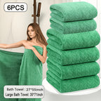 Oversized Striped Bath Towel Set – Absorbent Quick-Dry Adult Bath Towels for Spa, Hotel & Home | Available as Single or 6-Piece Set | Multiple Colors