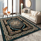 Bohemian Floral Velvet Area Rug Non-Slip Shedding-Resistant Machine Washable 100% Polyester Floor Mat for Living Room Bedroom Kitchen Office Multiple Sizes