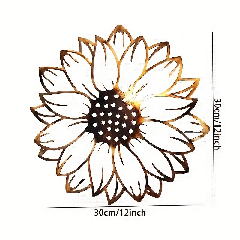 Vintage Metal Sunflower Wall Art Decor Rustic Iron Wall Mounted Sculpture Farmhouse Patio Garden Living Room Indoor Outdoor Sunflower Decor Wedding Party Decoration No Electricity Needed Boho Wall Hanging