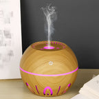 USB Mini Humidifier Aromatherapy Diffuser 2-in-1 Seven-Color LED Night Light Auto Shut-Off Quiet Desktop for Bedroom Office Home Dark Light Wood